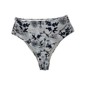 High Waist Floral Bikini Bottoms Blue White Plus Size 2XL Women